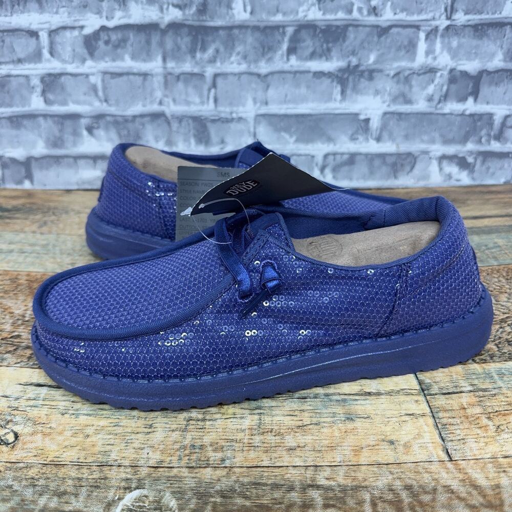 Hey Dude Wendy Funk Mono Sequin Purple Slip-on Shoes SAMPLE Womens Size 7 New